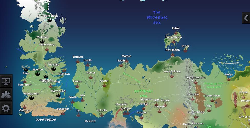 冰与火之歌Ⅰ-V:中文和英文版前传地图